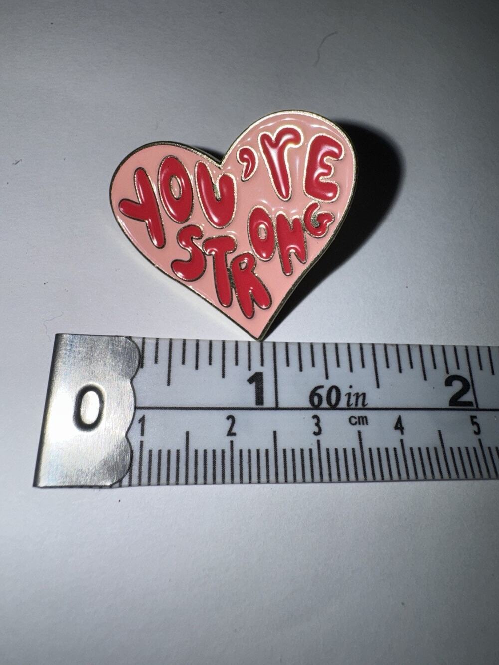 You’re Strong Pink Heart Brooch Pin